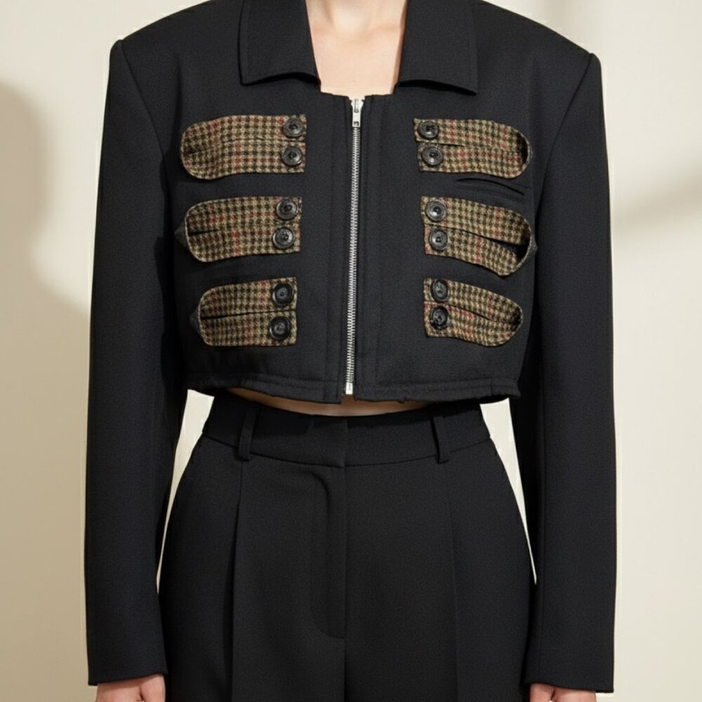 Upcycled Vintage Military Cropped Blazer | One of a Kind